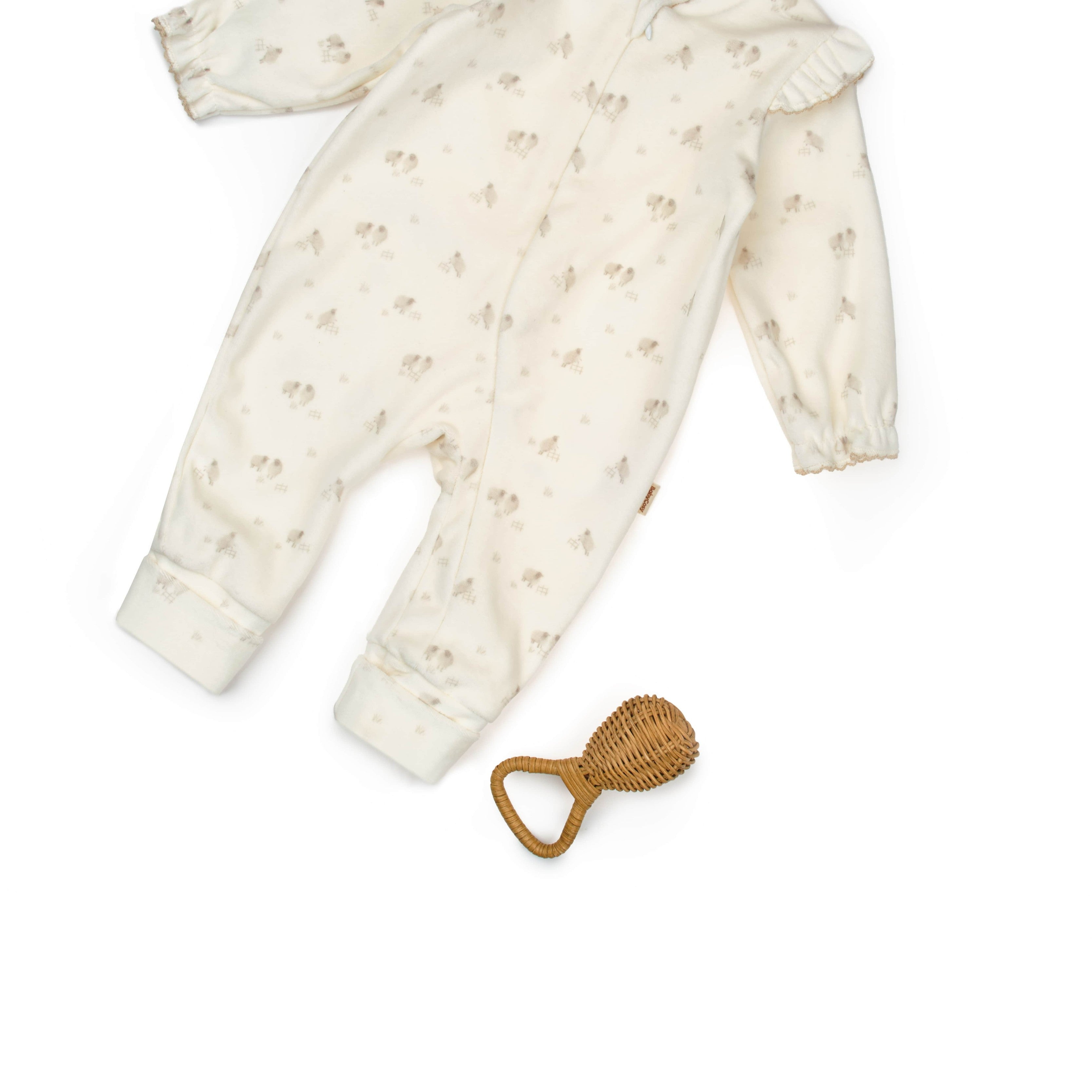 Sheepy Velour Sleepsuit – Cream