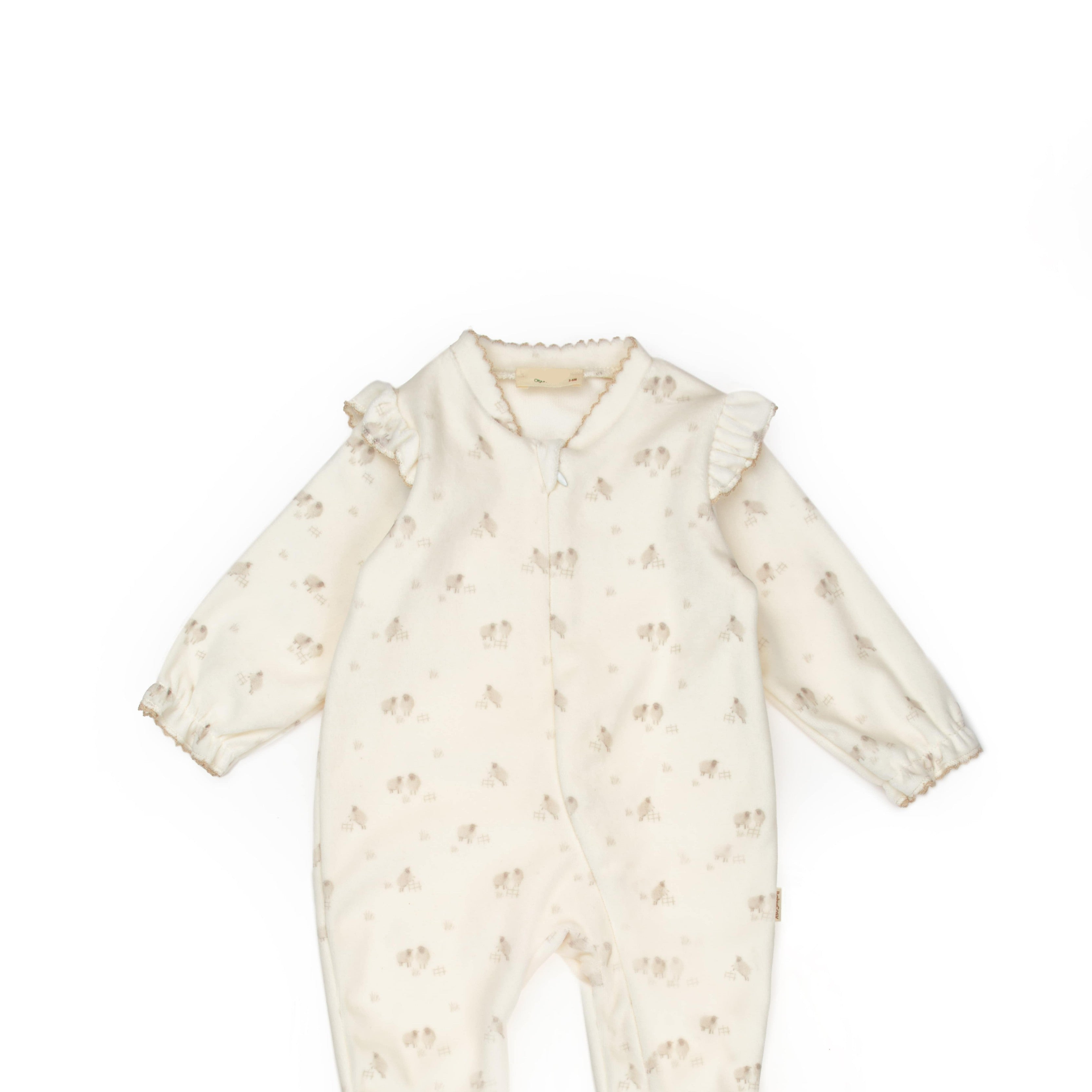 Sheepy Velour Sleepsuit – Cream