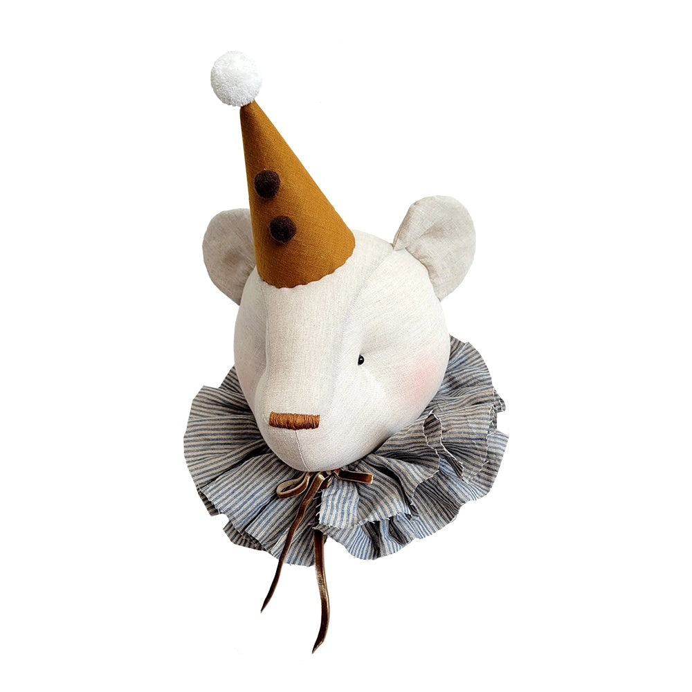 Handmade Beige Linen Bear with Mustard Cap - Charming Nursery Decor