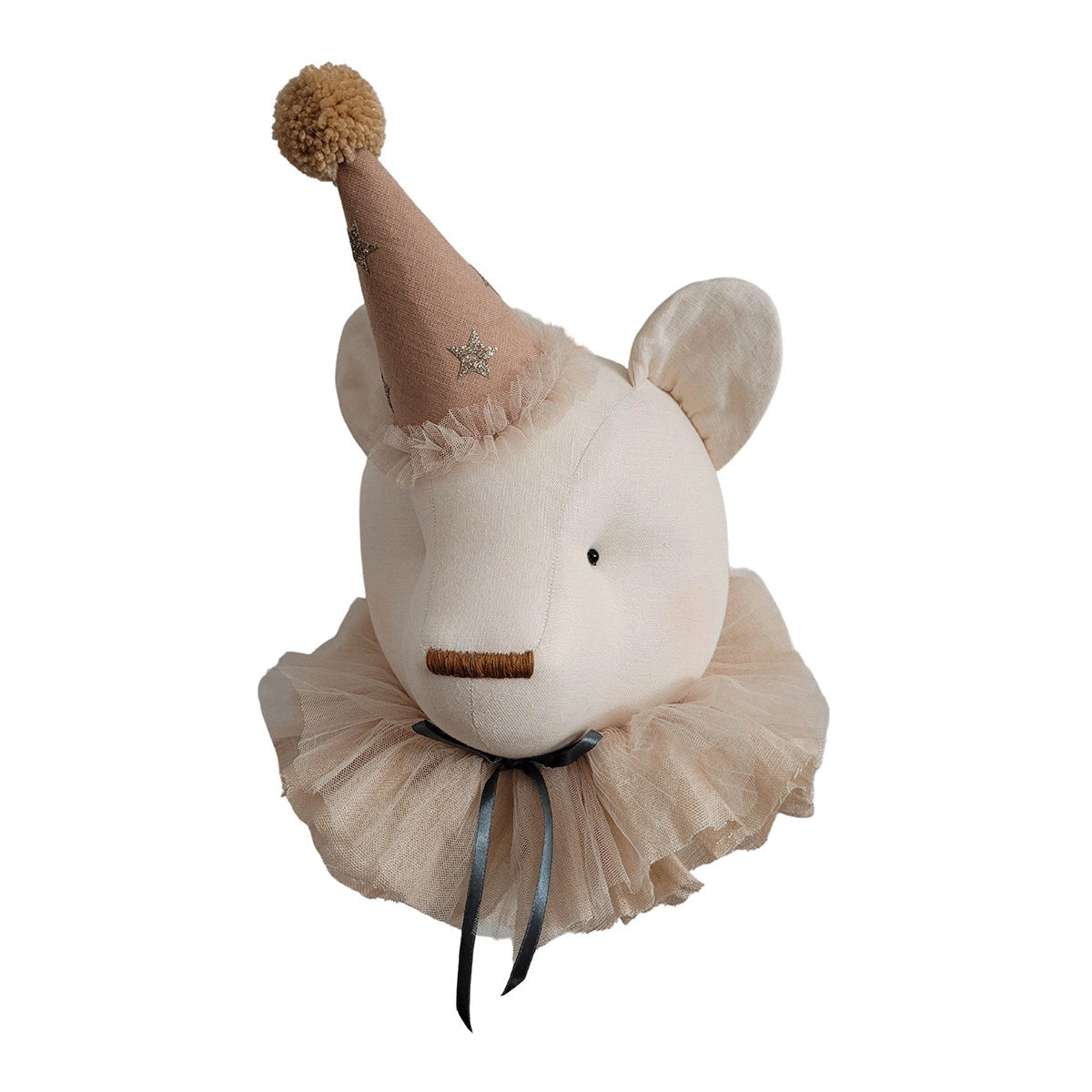 Handmade Linen Bear with Cap and Star - Elegant Nursery Decor