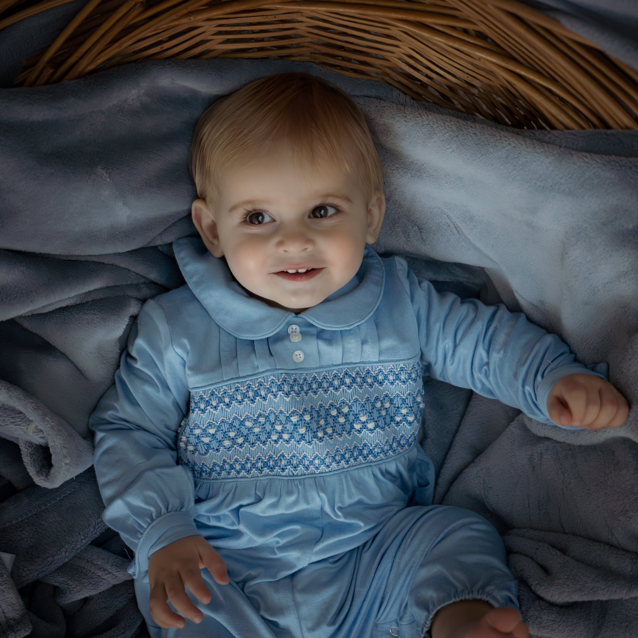 Windsor Blue Smocked Romper