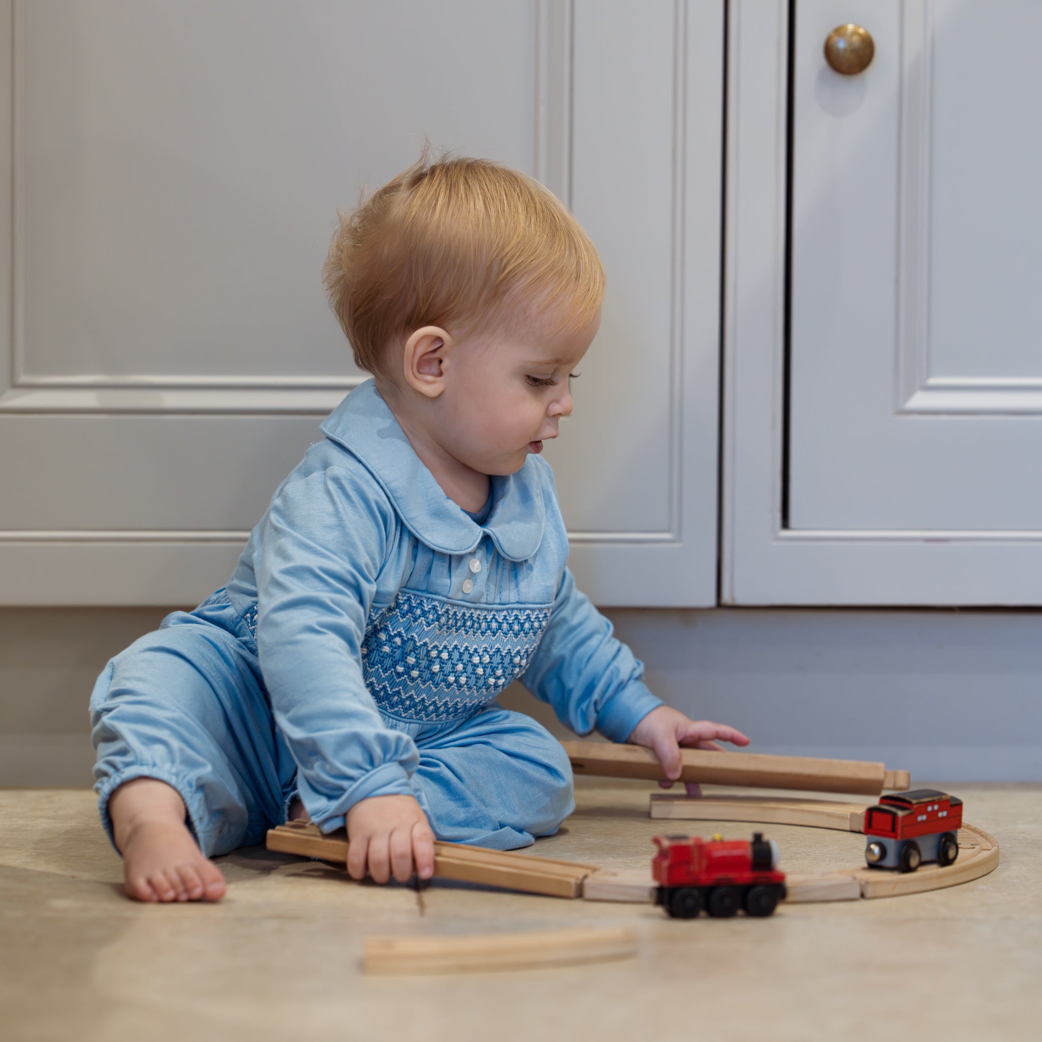 Windsor Blue Smocked Romper