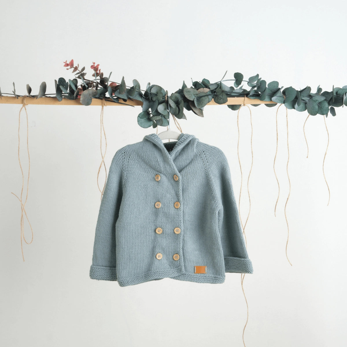 Turquoise Hooded Knitted Baby Cardigan