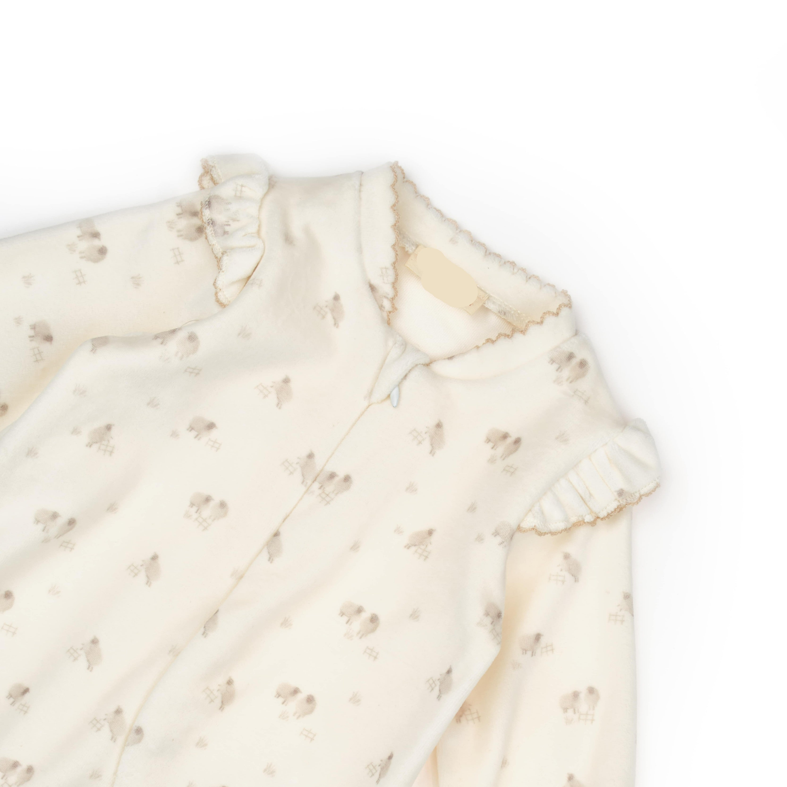 Sheepy Velour Sleepsuit – Cream
