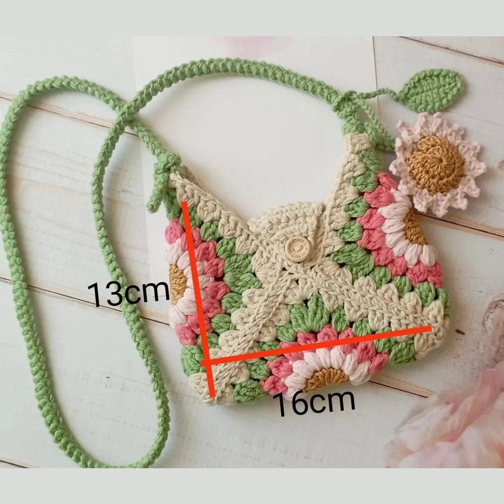 Sunflower Embroidered Knitted Girl's Bags - TilianKids