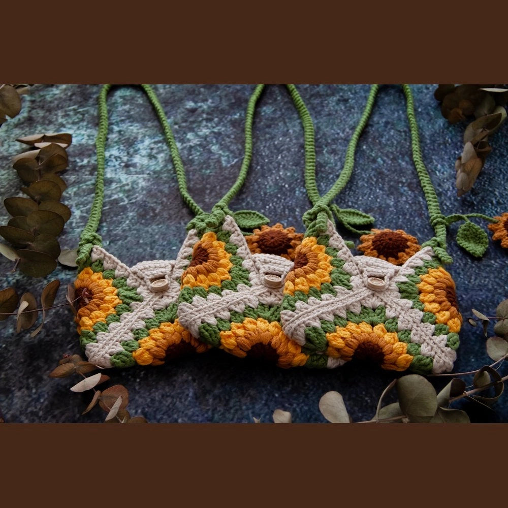 Sunflower Embroidered Knitted Girl's Bags - TilianKids