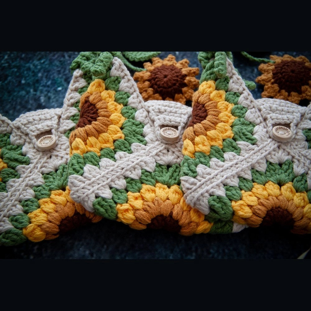 Sunflower Embroidered Knitted Girl's Bags - TilianKids