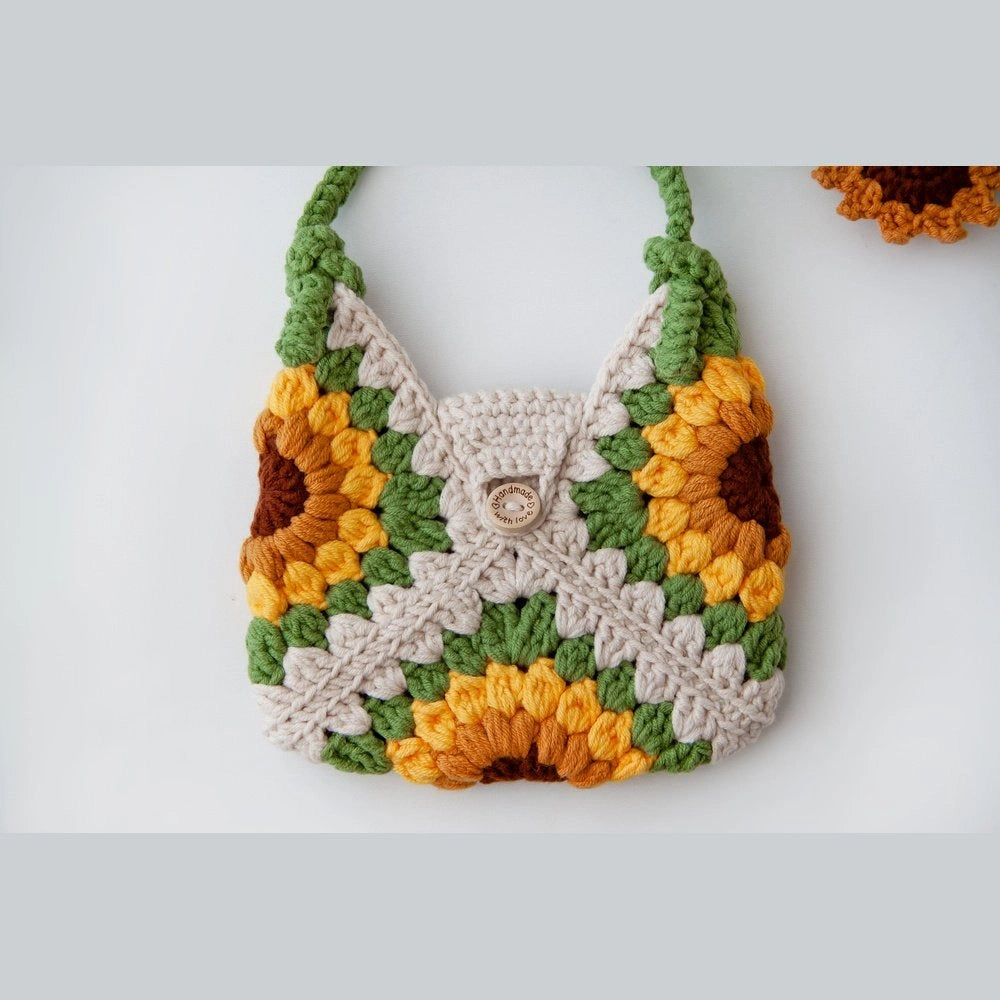 Sunflower Embroidered Knitted Girl's Bags - TilianKids