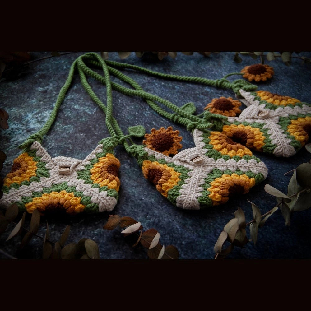 Sunflower Embroidered Knitted Girl's Bags - TilianKids