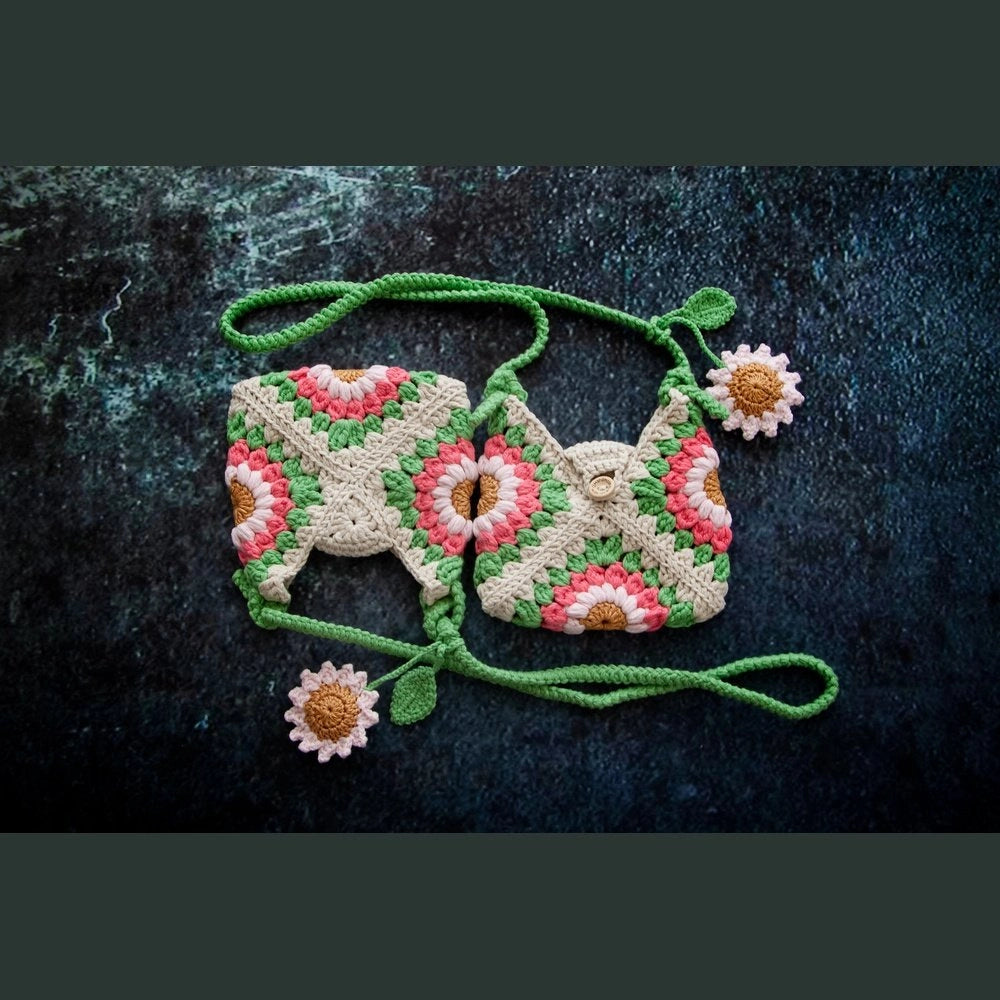 Sunflower Embroidered Knitted Girl's Bags - TilianKids