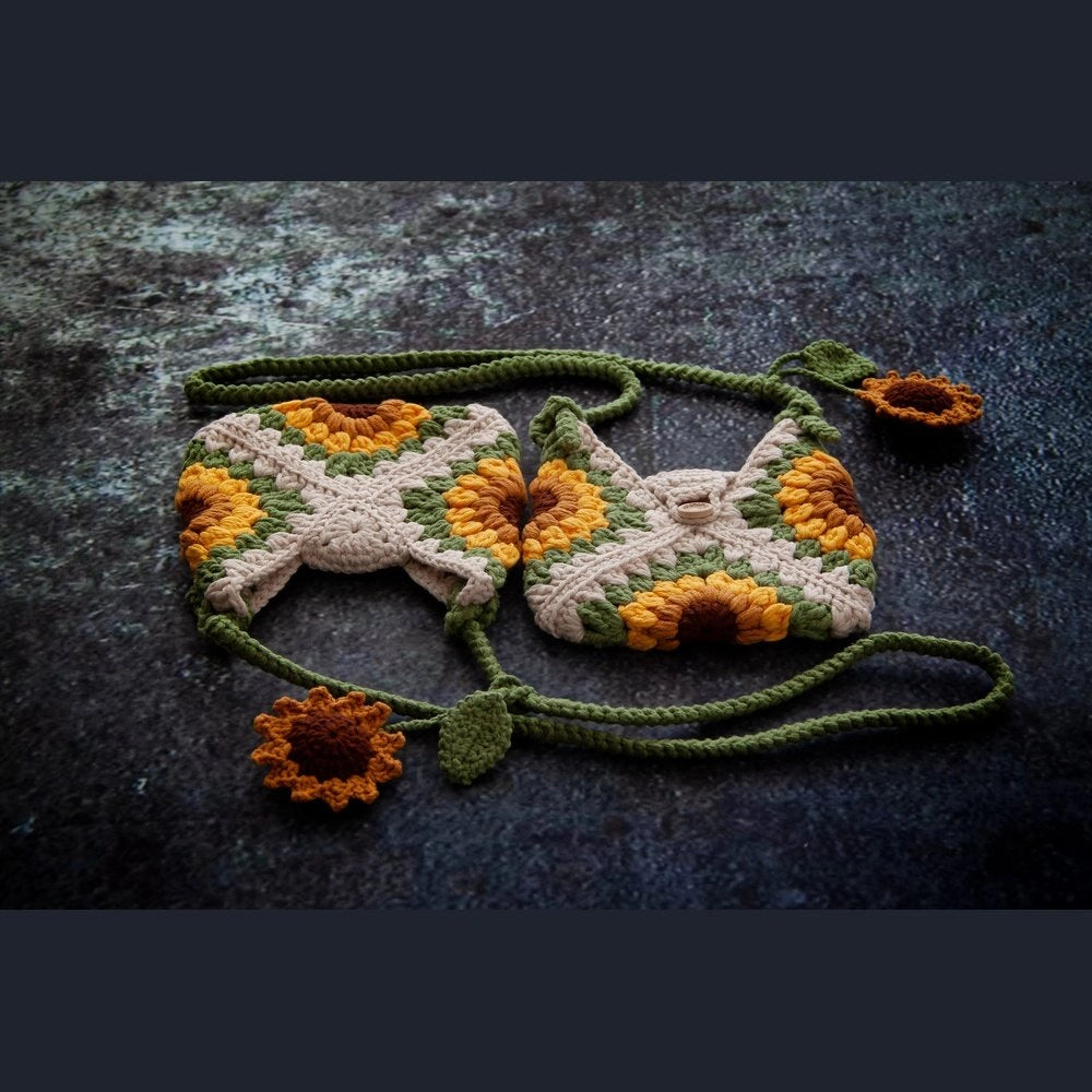 Sunflower Embroidered Knitted Girl's Bags - TilianKids