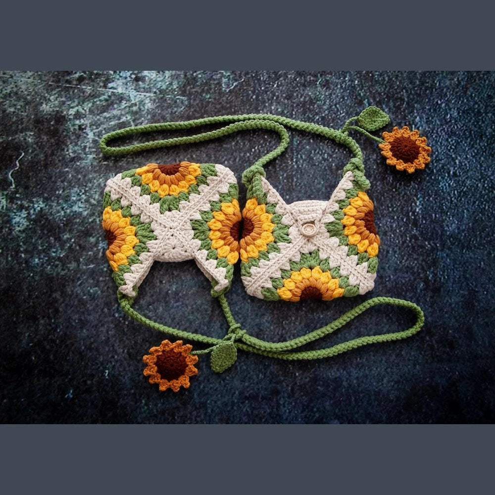 Sunflower Embroidered Knitted Girl's Bags - TilianKids