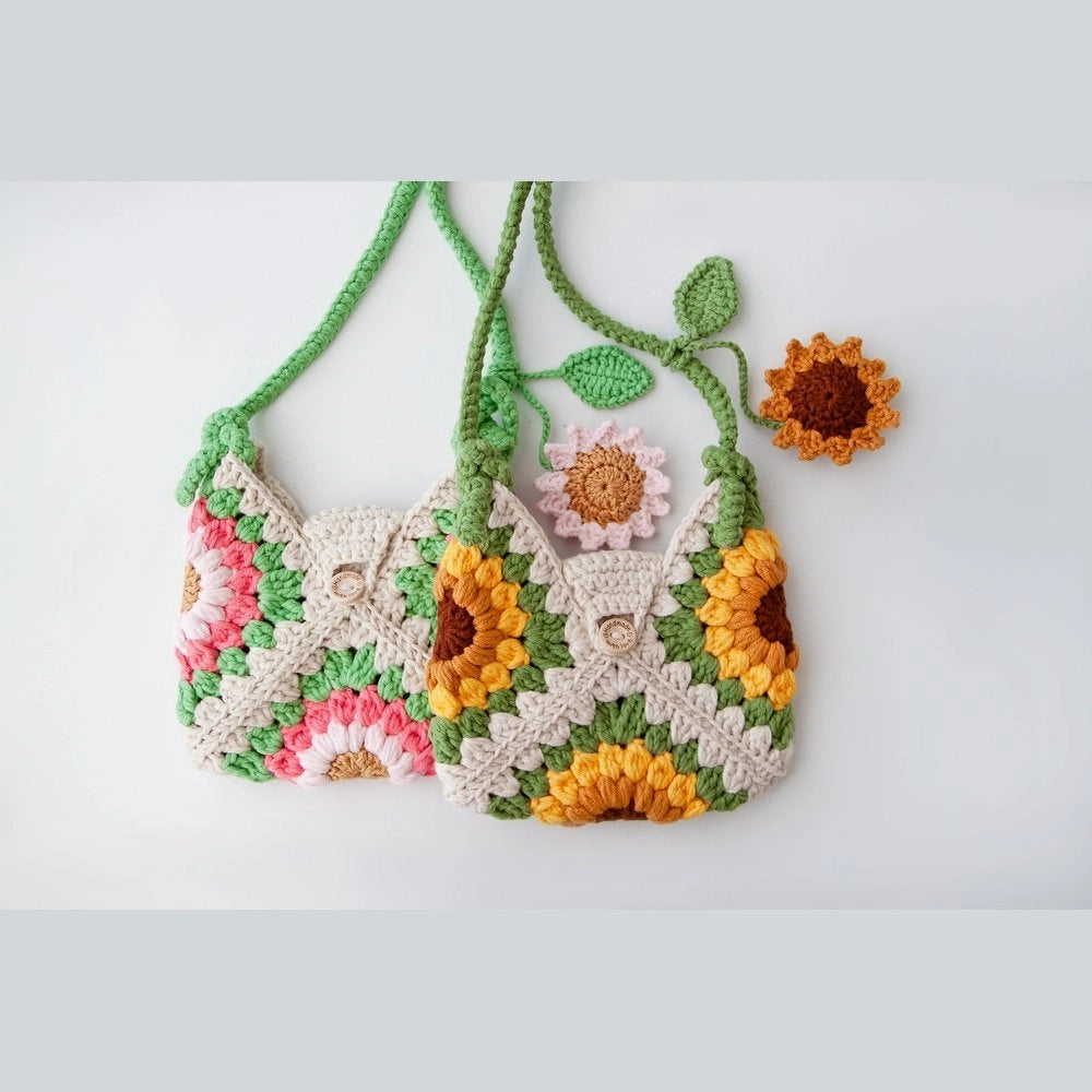 Sunflower Embroidered Knitted Girl's Bags - TilianKids