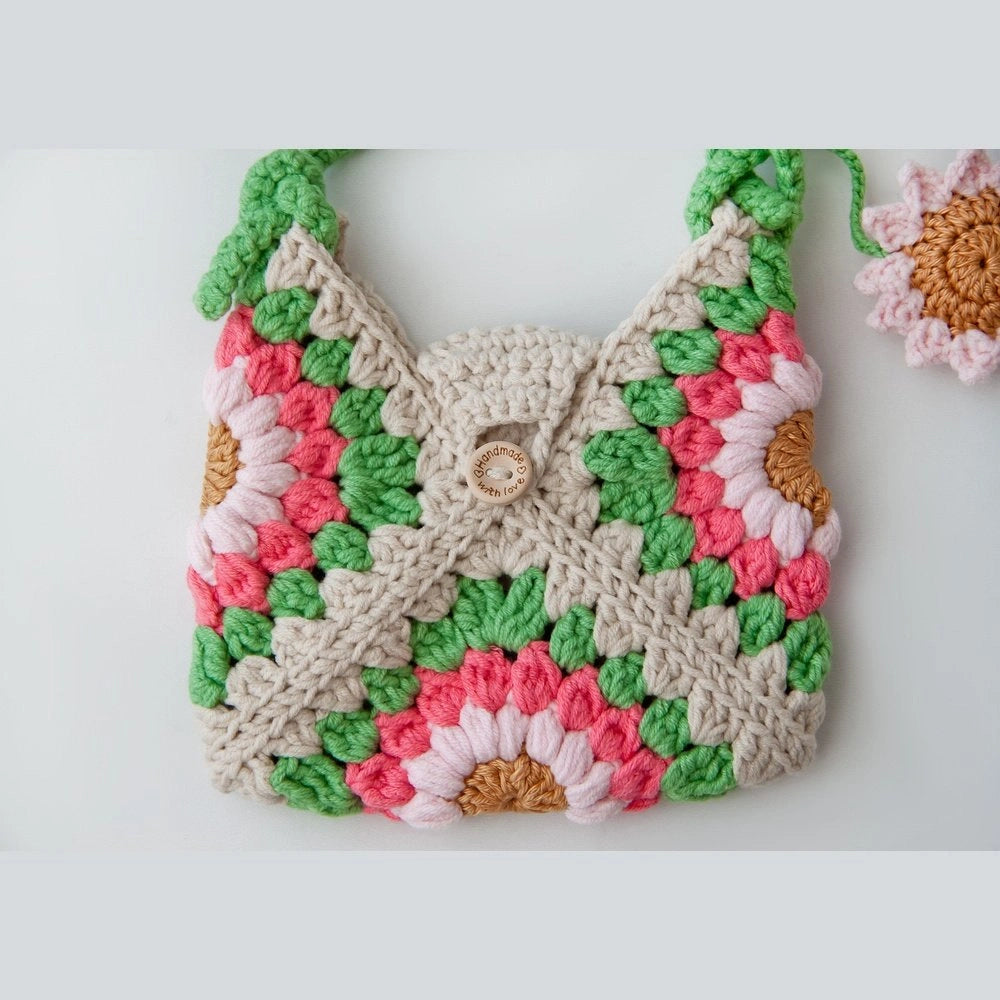 Sunflower Embroidered Knitted Girl's Bags - TilianKids