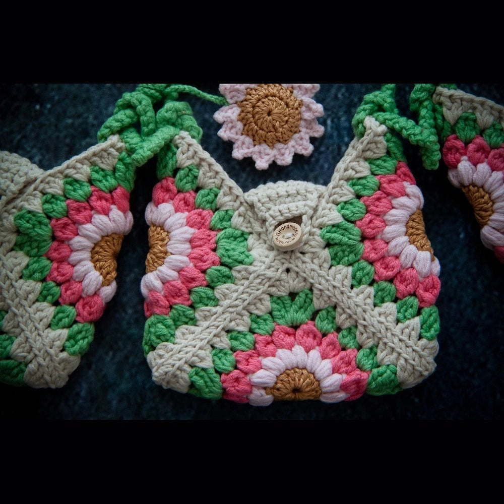 Sunflower Embroidered Knitted Girl's Bags - TilianKids