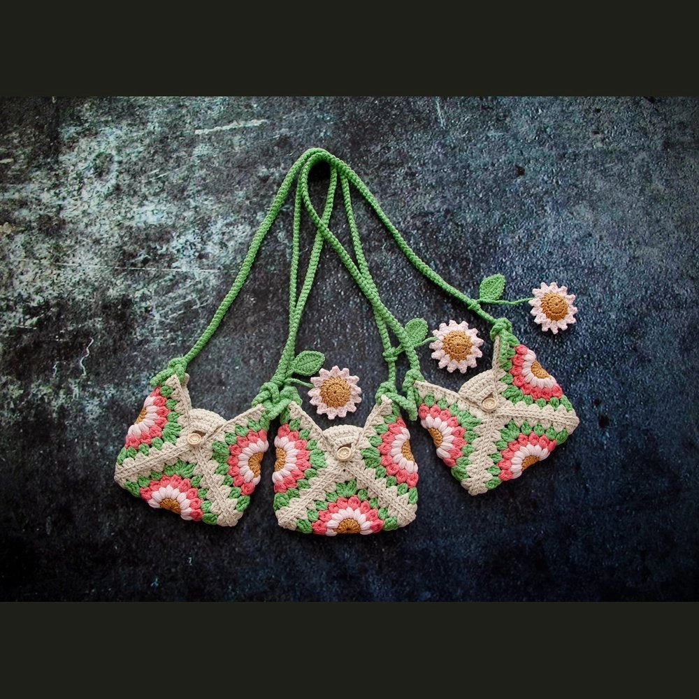 Sunflower Embroidered Knitted Girl's Bags - TilianKids