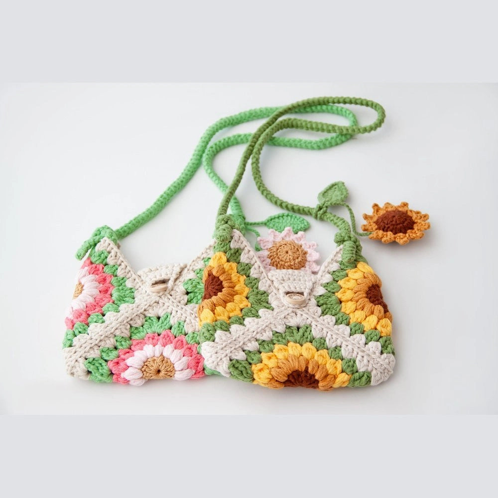 Sunflower Embroidered Knitted Girl's Bags - TilianKids