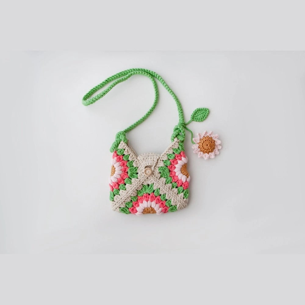 Sunflower Embroidered Knitted Girl's Bags - TilianKids