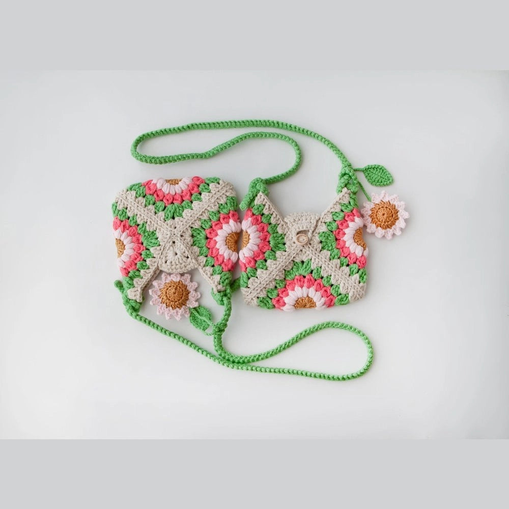 Sunflower Embroidered Knitted Girl's Bags - TilianKids