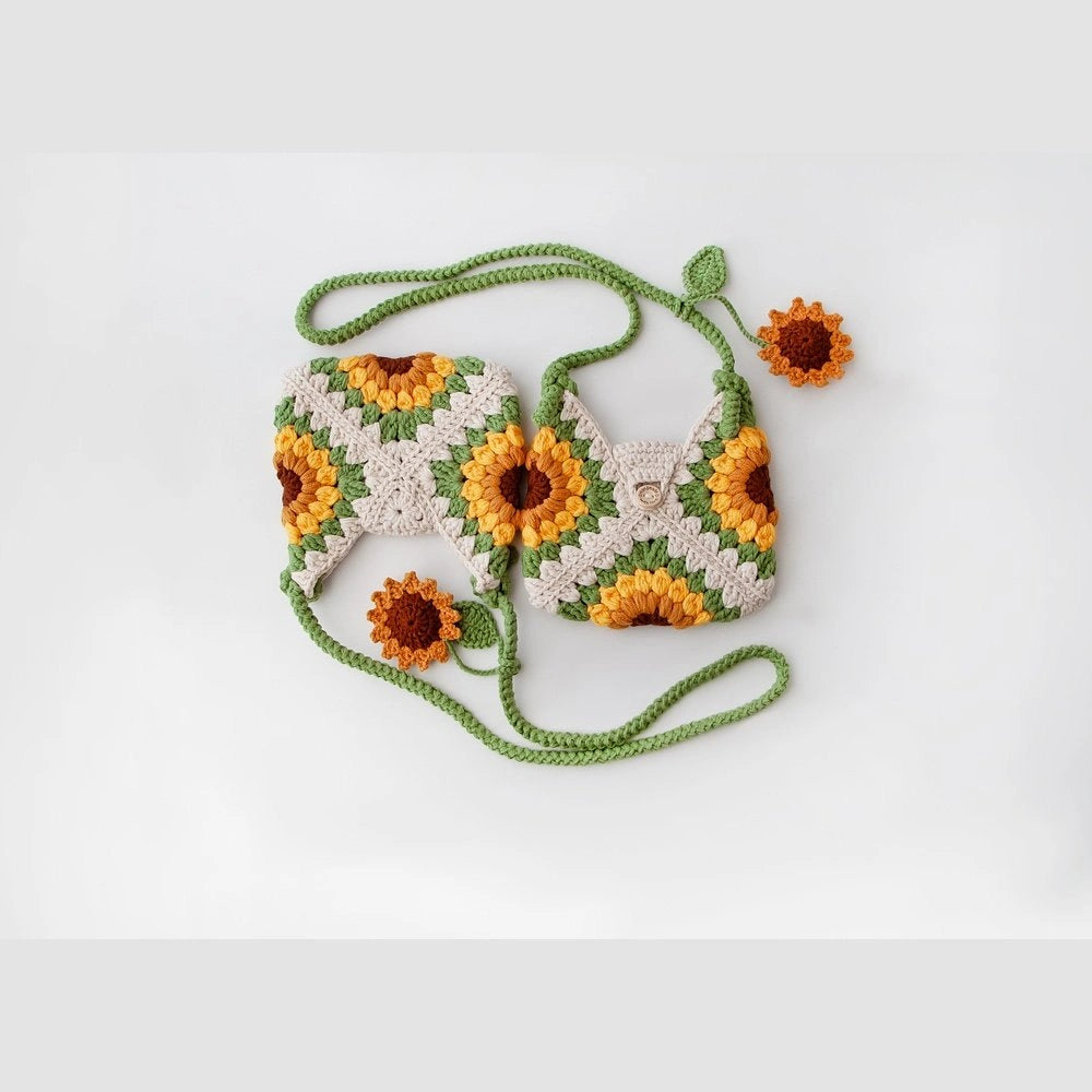 Sunflower Embroidered Knitted Girl's Bags - TilianKids