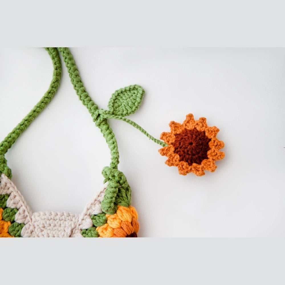 Sunflower Embroidered Knitted Girl's Bags - TilianKids