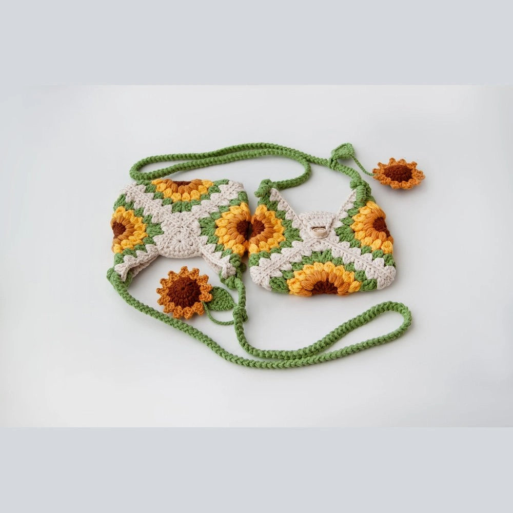 Sunflower Embroidered Knitted Girl's Bags - TilianKids