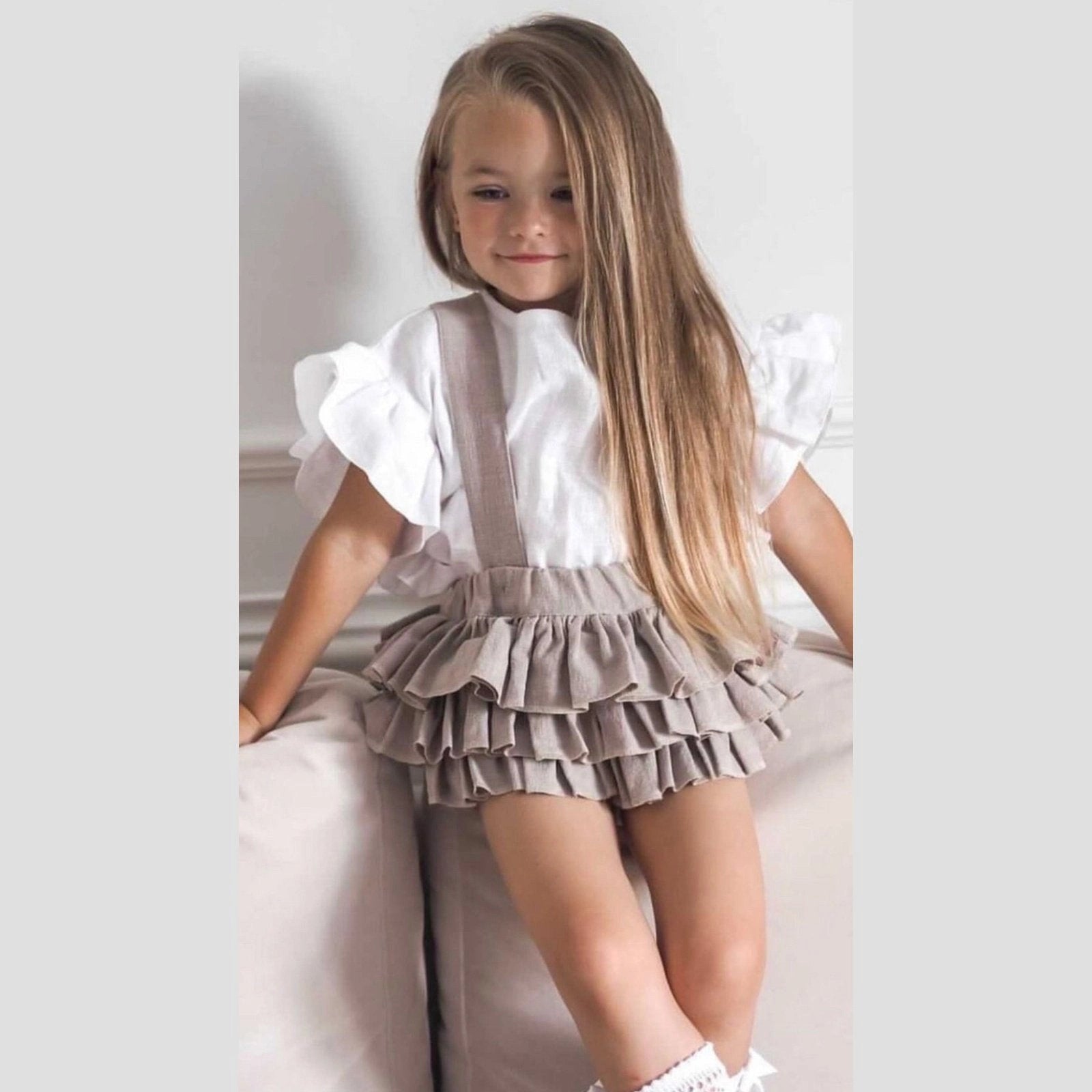 Linen bloomers with frills - TilianKids