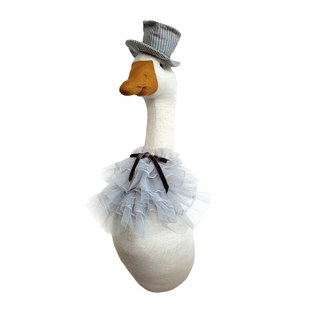 Handmade Beige Linen Goose with Hat - Charming Nursery Decor