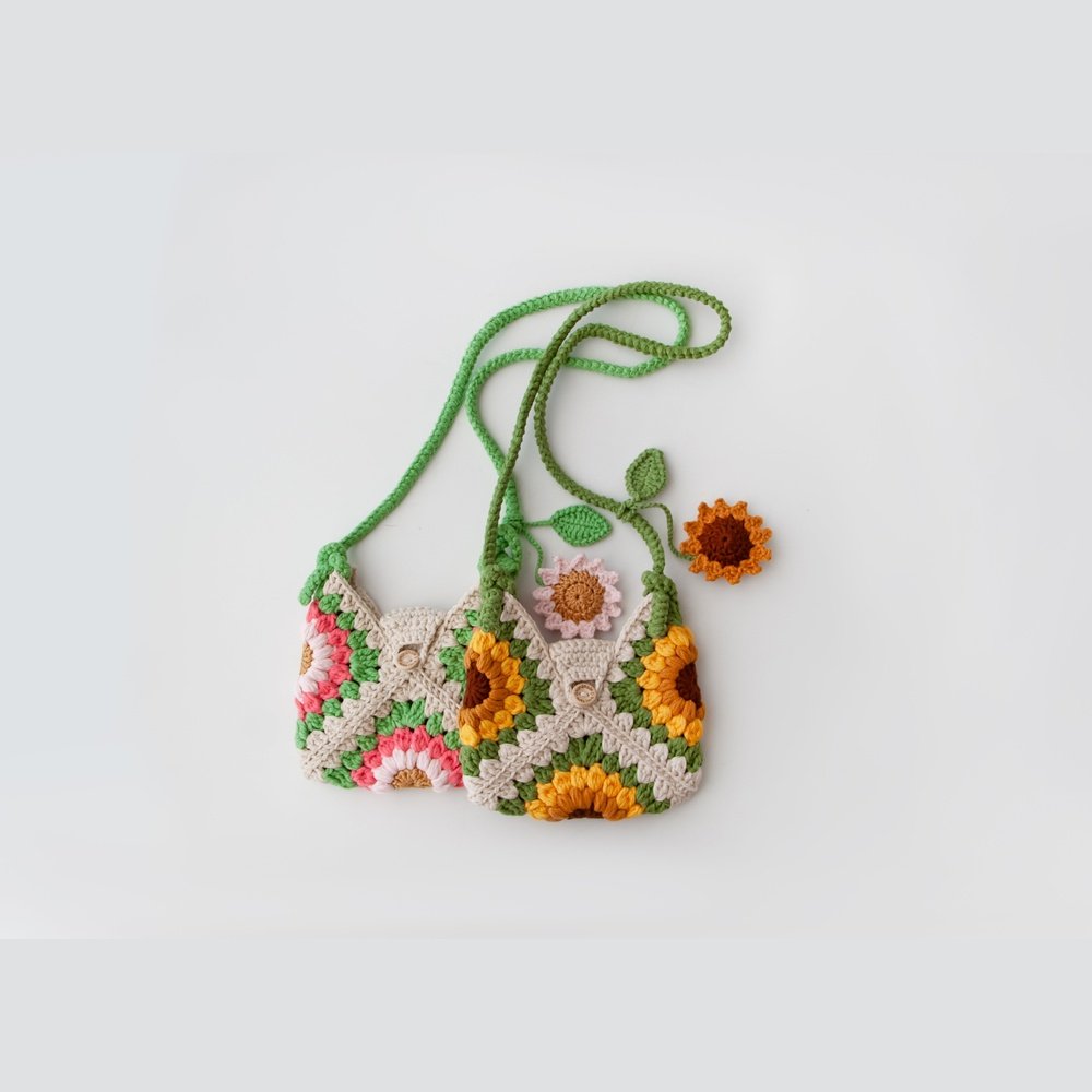 Sunflower Embroidered Knitted Girl's Bags - TilianKids