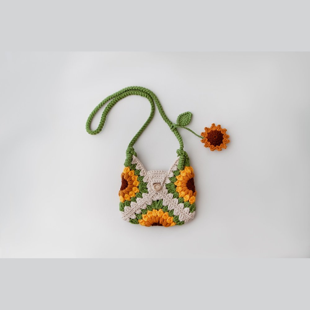 Sunflower Embroidered Knitted Girl's Bags - TilianKids