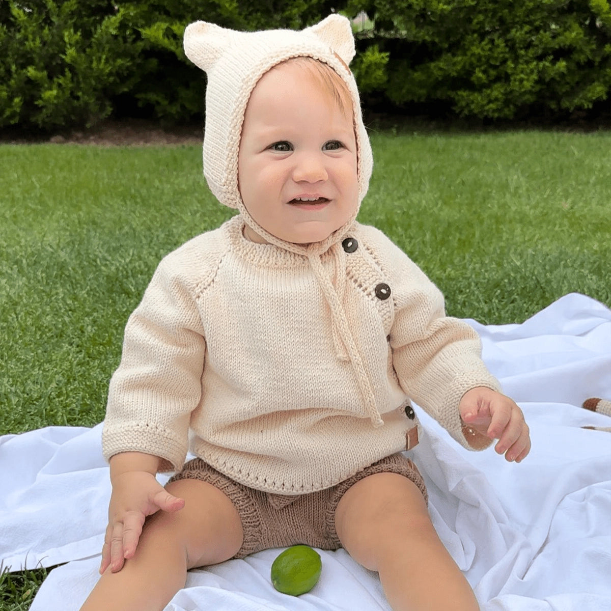 Side-Buttoned Knitted Baby Cardigan