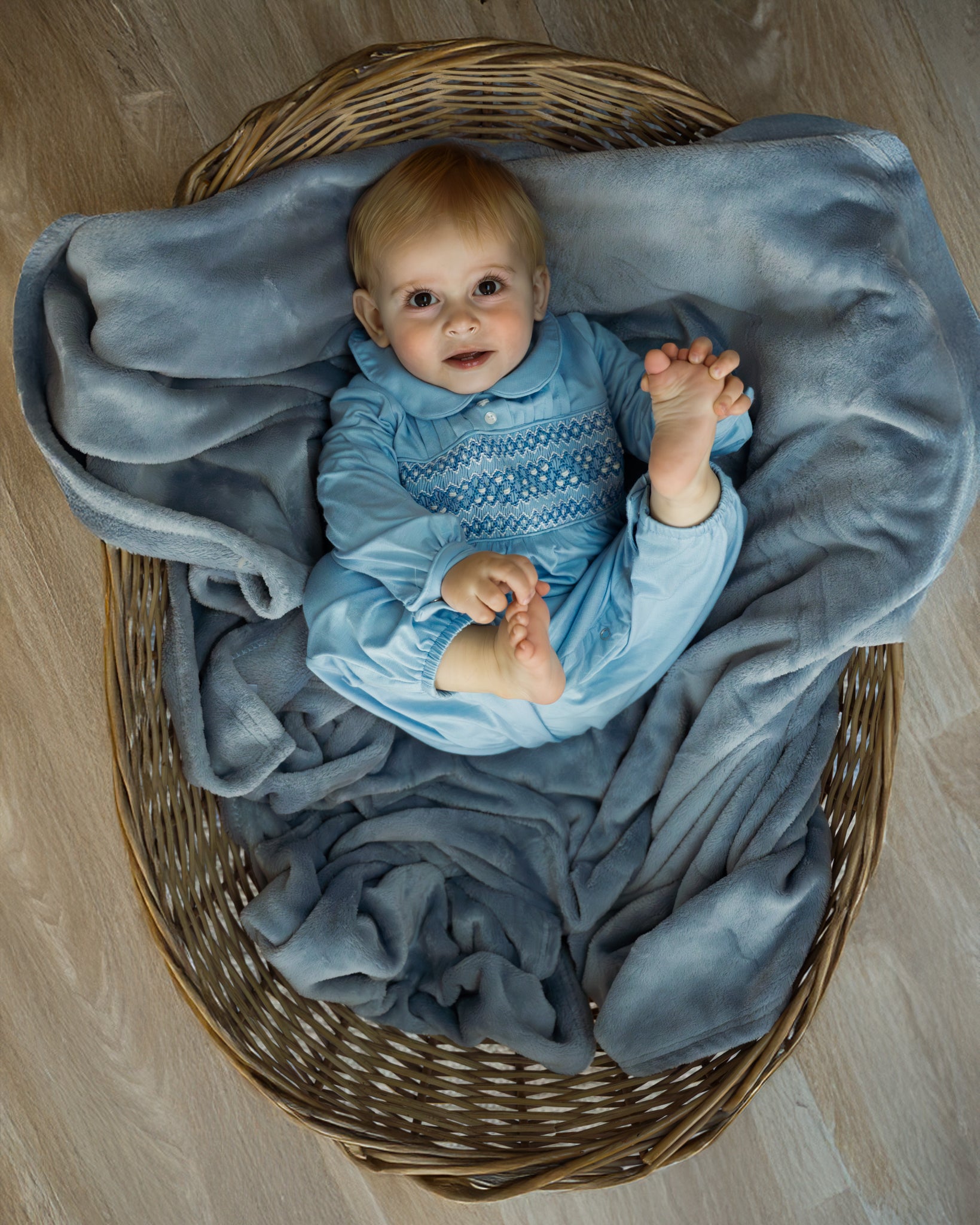 Windsor Blue Smocked Romper