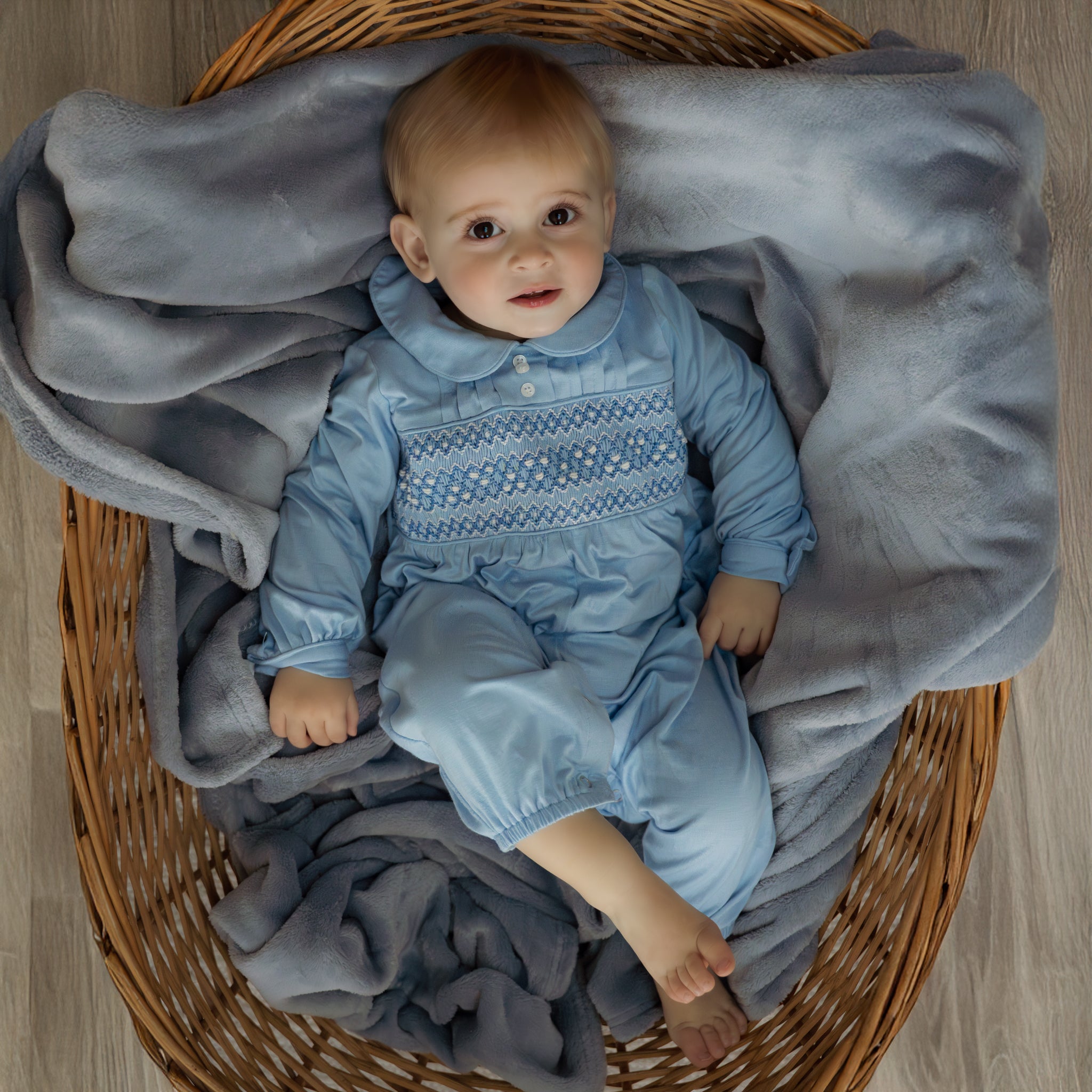 Windsor Blue Smocked Romper