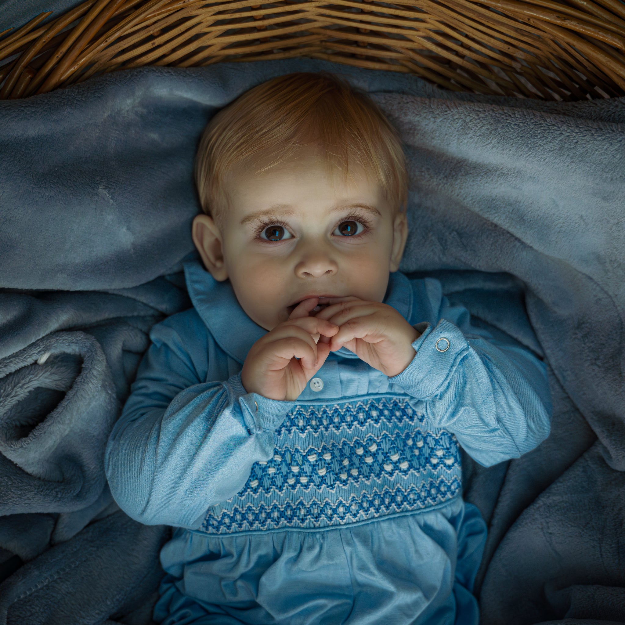Windsor Blue Smocked Romper