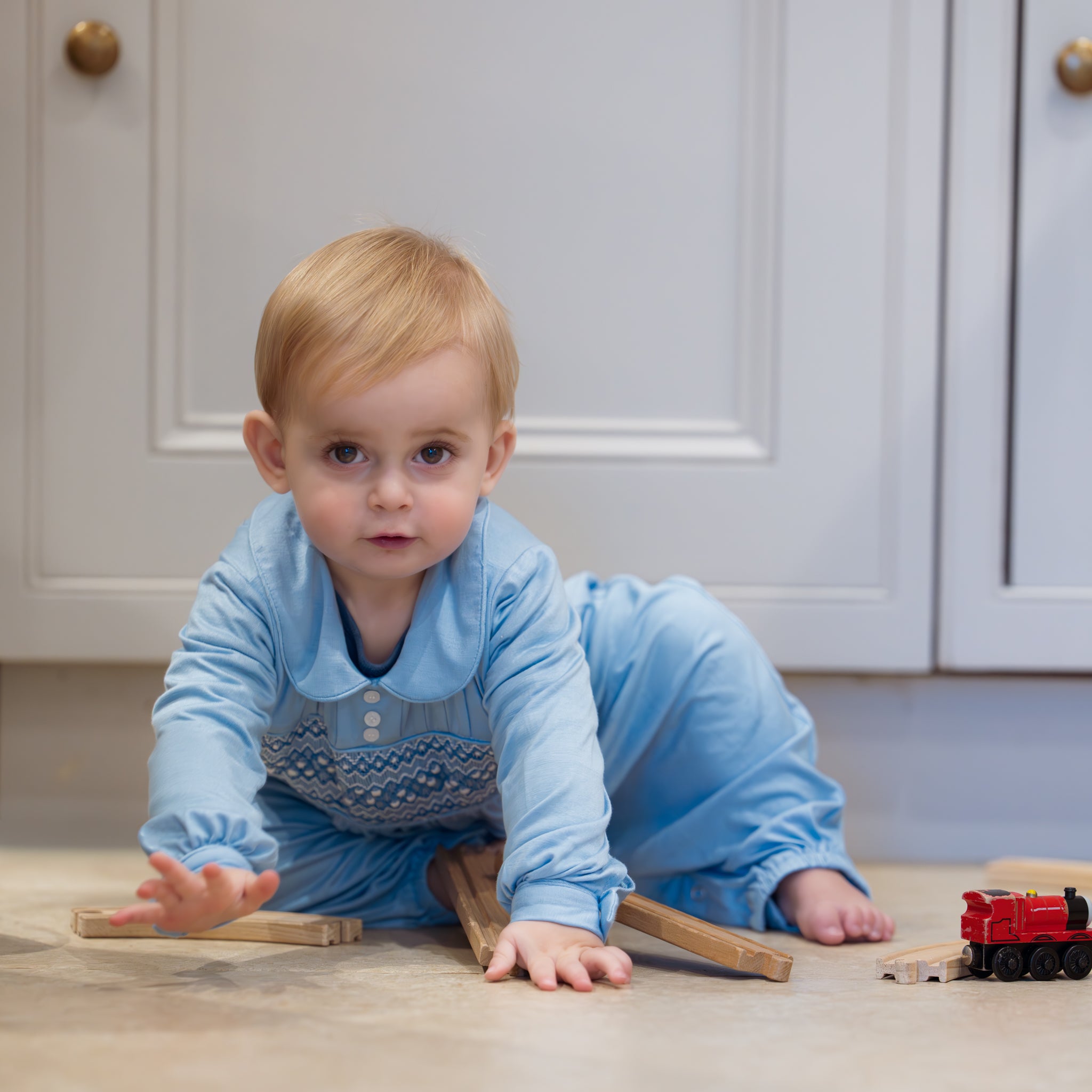 Windsor Blue Smocked Romper