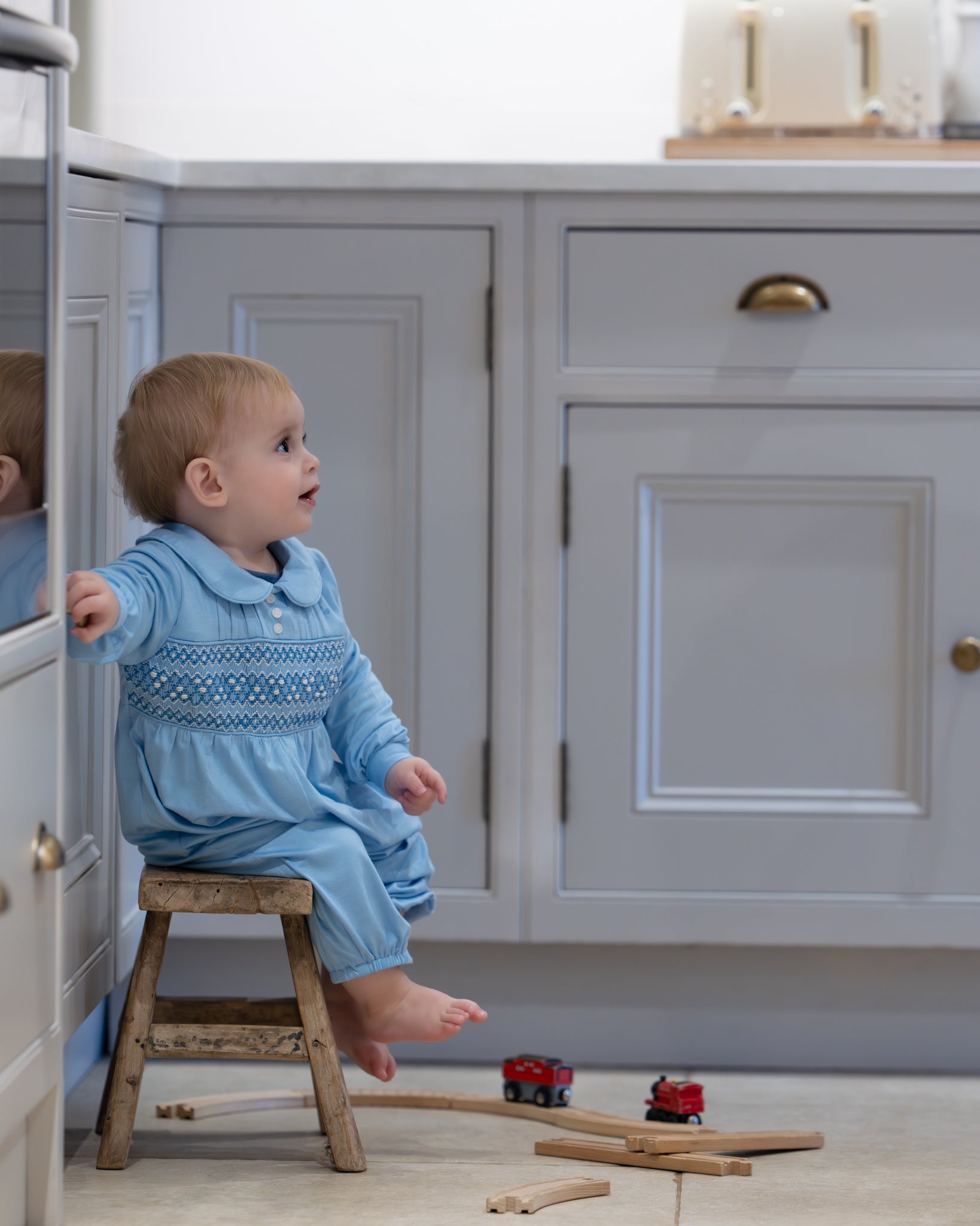 Windsor Blue Smocked Romper