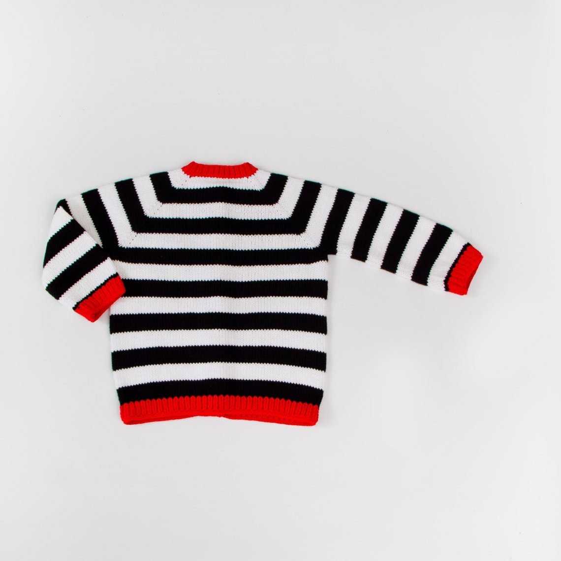 Black And White Striped Knitted Sweater - TilianKids