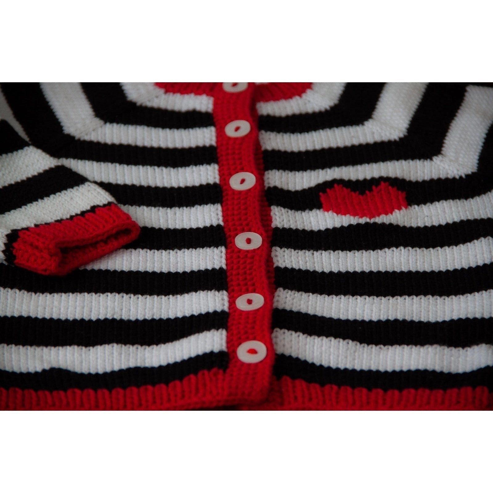 Black And White Striped Knitted Sweater - TilianKids