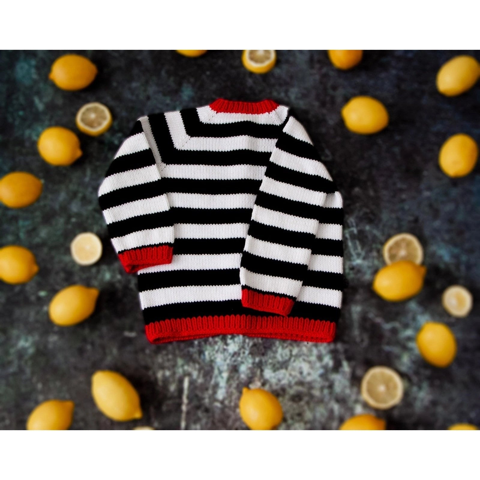 Black And White Striped Knitted Sweater - TilianKids