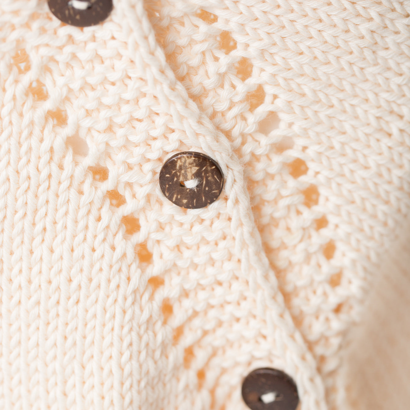 Elegant Natural Side-Buttoned Knitted Baby Cardigan