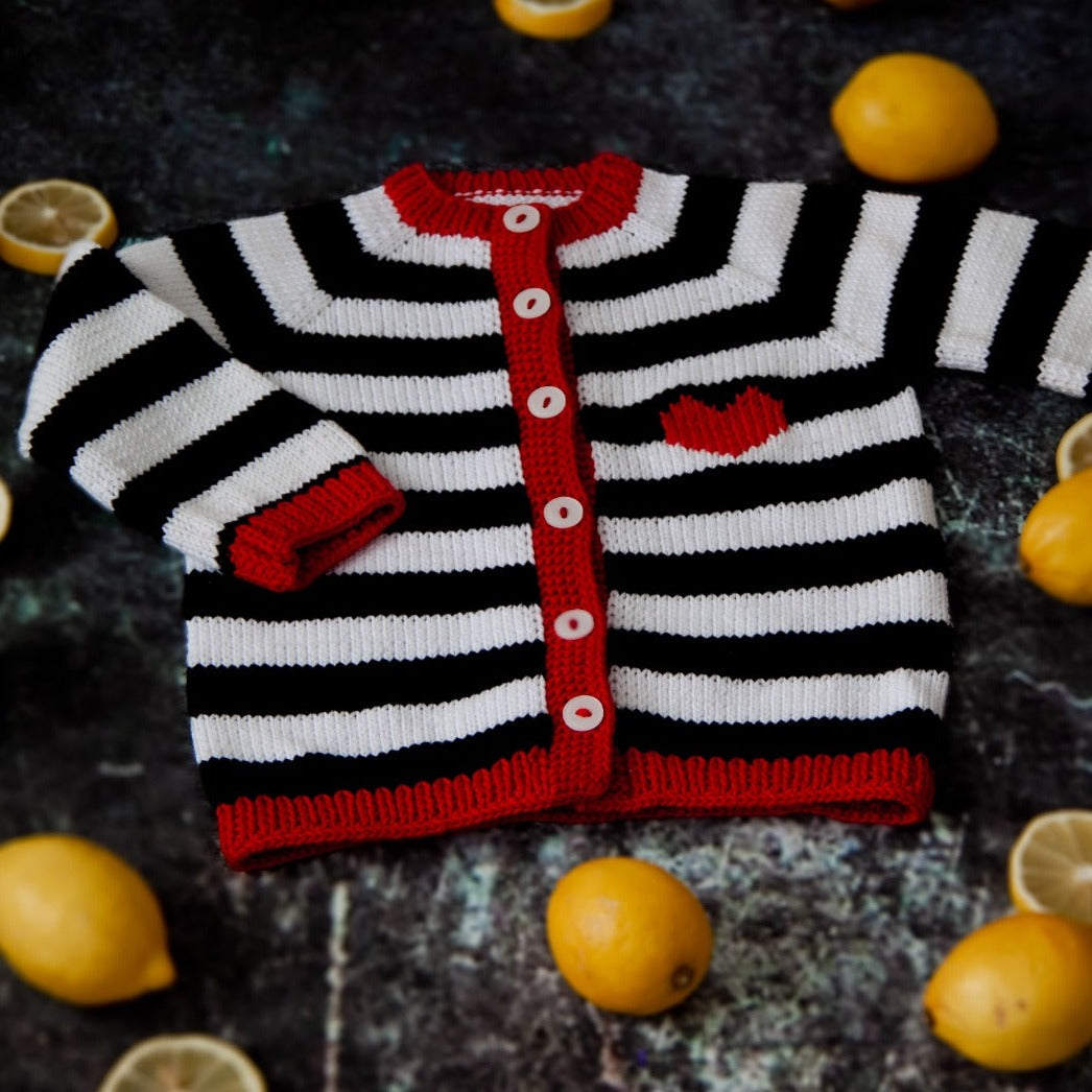 Black And White Striped Knitted Sweater - TilianKids