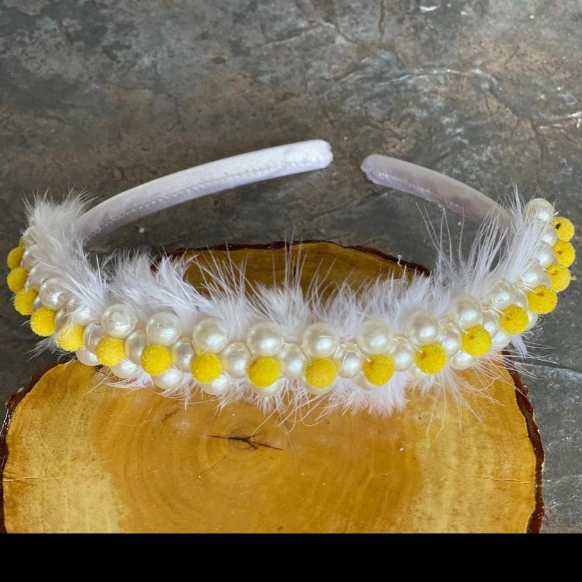 Yellow Pearl Crown (Tiara) - Add Elegance to Your Little Princess's Hair