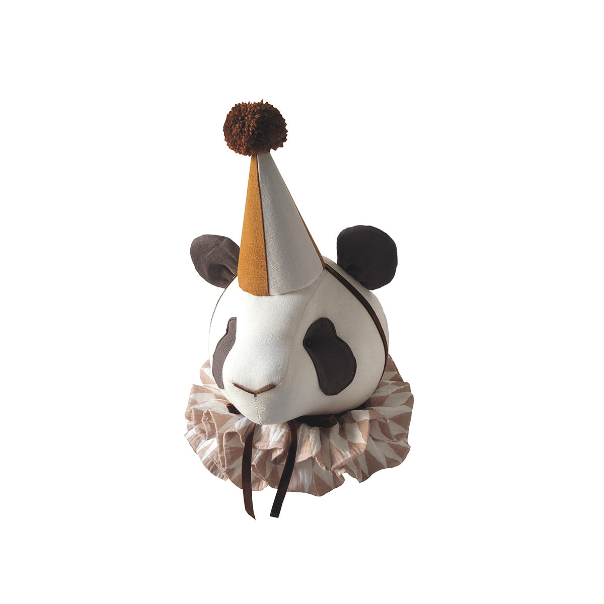 Handmade Cream Linen Panda with Cap - Charming Nursery Decor