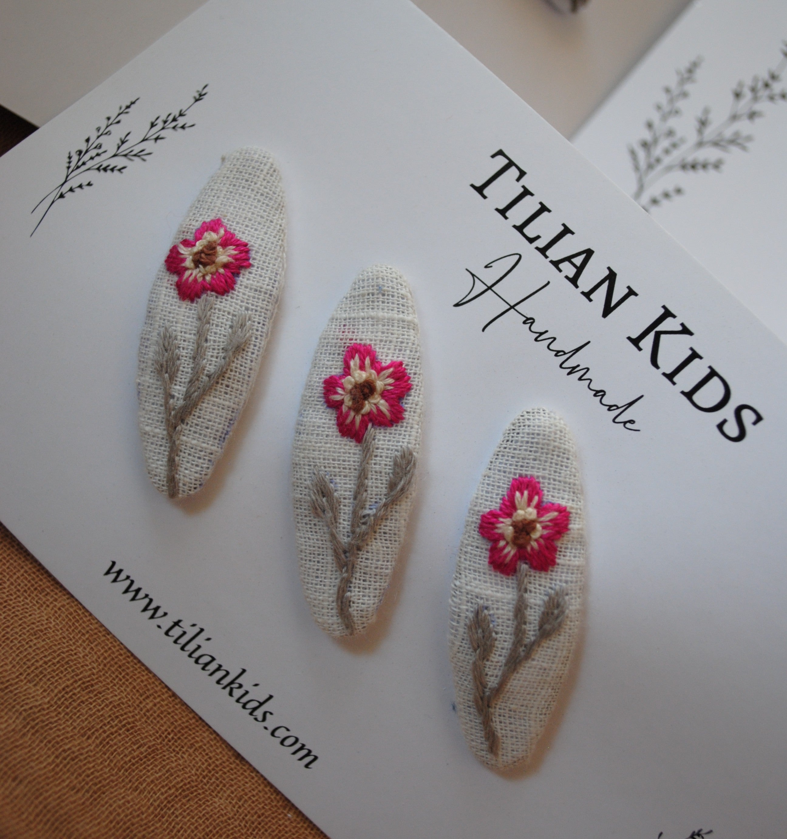 Tea rose hair clip set