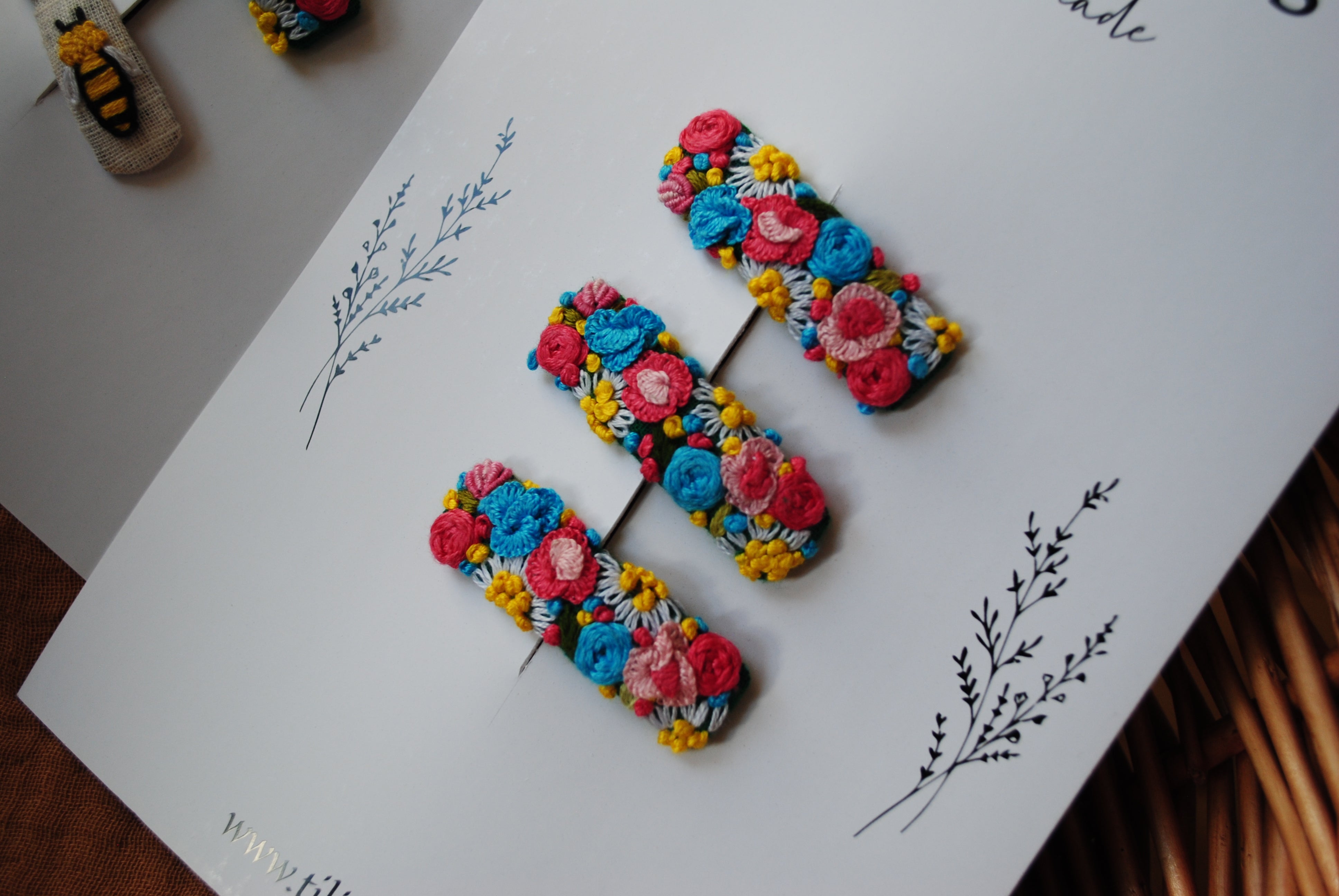 Floral trio hair clip set