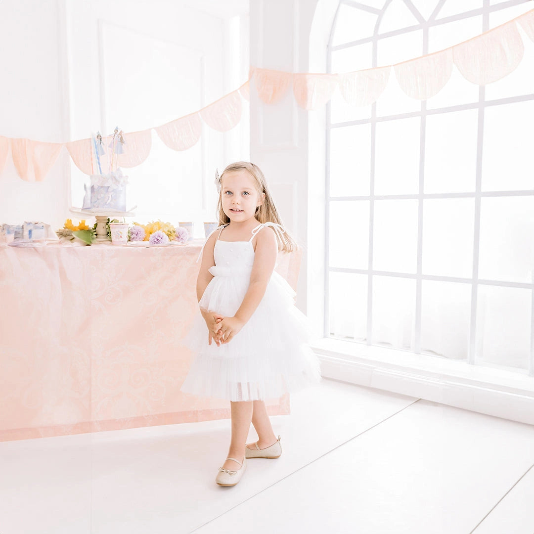 Silk-Embellished Flower Girl Dress