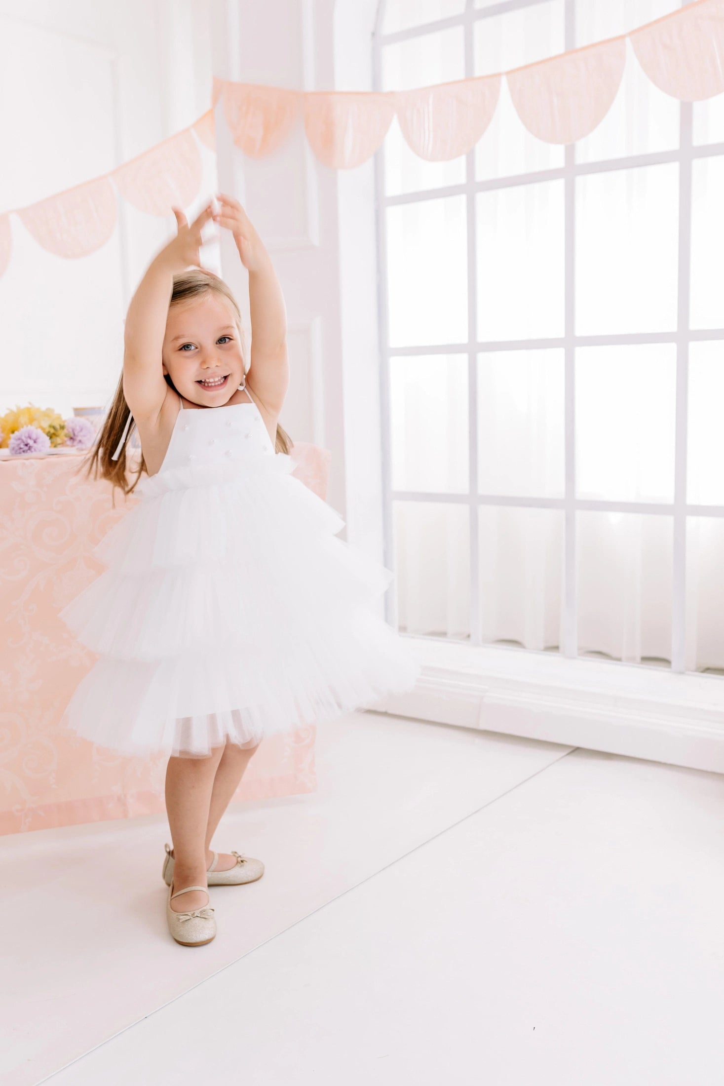 Silk-Embellished Flower Girl Dress