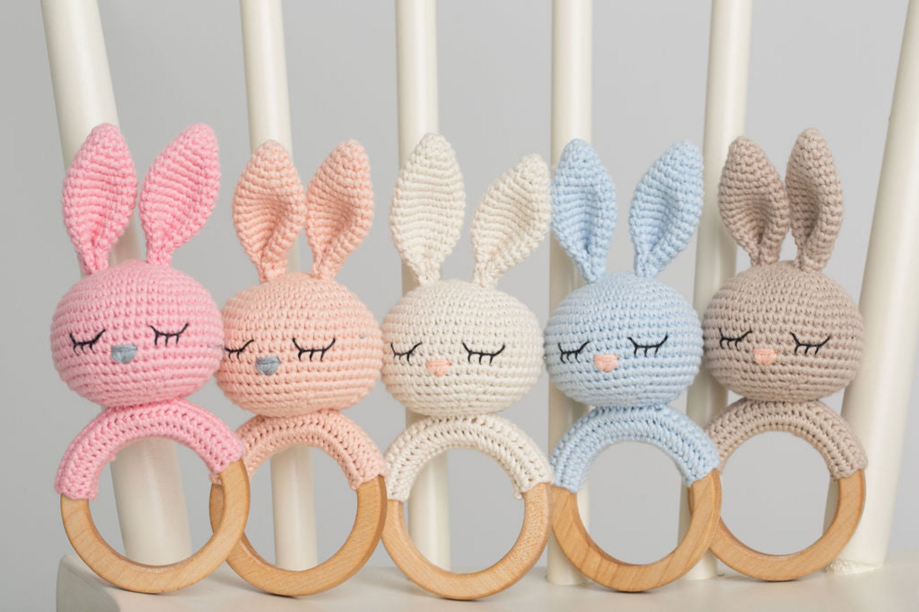 Sleepy Bunny Rattle - Safe Teething Toys