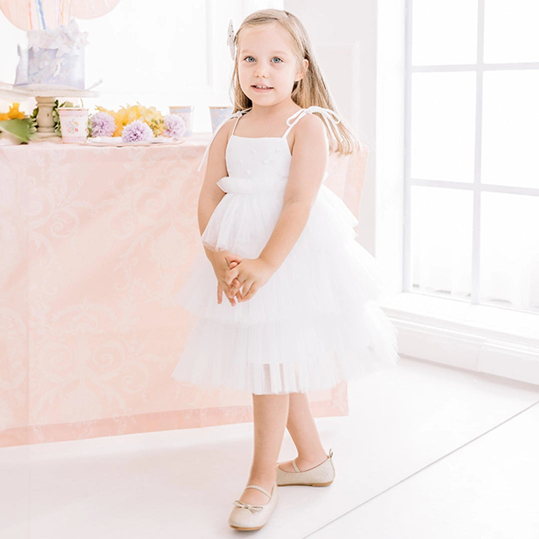 Silk-Embellished Flower Girl Dress