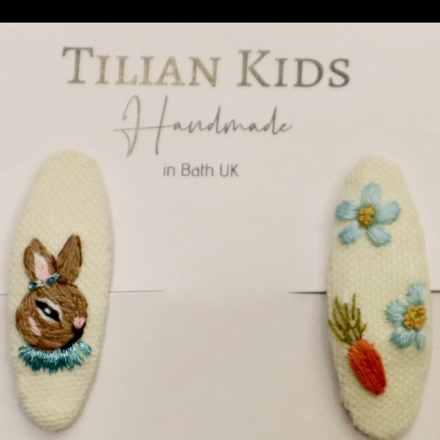 Bunny Design Hand-Embroidered Hair Clips Set